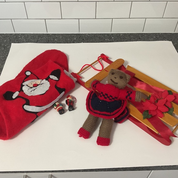 Various Christmas Decor Sleigh Stocking Bear Small Santas - Picture 1 of 7